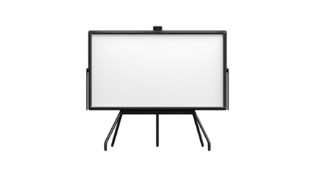 Blank white screen on a black stand