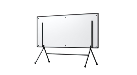 Blank white display, mounted on black stand