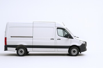 White Commercial Van Isolated on White Background for Delivery, Transport, or Service Business