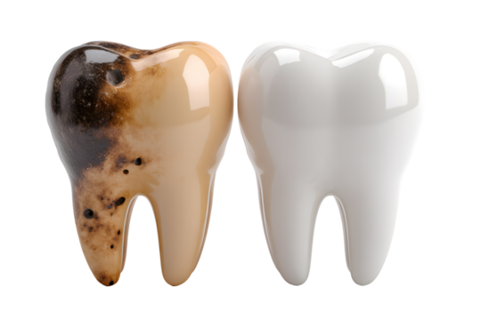 Healthy and unhealthy teeth comparison showcasing dental health, hygiene, and oral care solutions