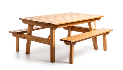Wooden picnic table isolated