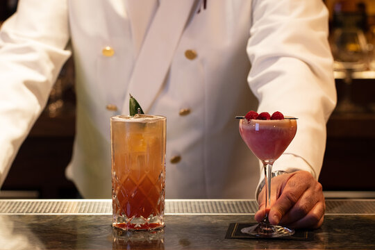 Bartender Serving Cocktails