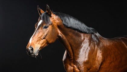 Obraz premium Elegant Brown Horse Portrait on Dark Background