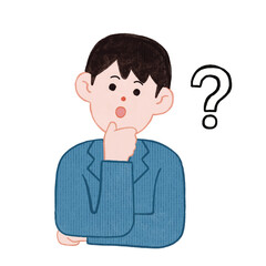 会社員 男性 ビジネスマン 首をかしげる 疑問 困惑 表情 セット イラスト