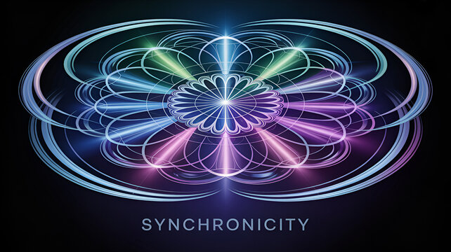 A vibrant display of synchronicity with sacred geometry and light patterns - Powered by Adobe
