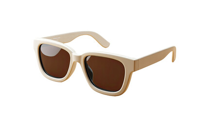 Cream-colored oversized square sunglasses