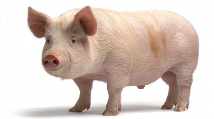 Rural Country Pig Isolated on White Background - Professional Cutout Image