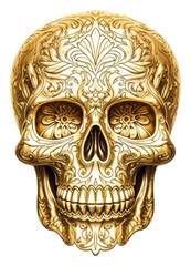 Obraz premium PNG Gold skull white background accessories creativity.