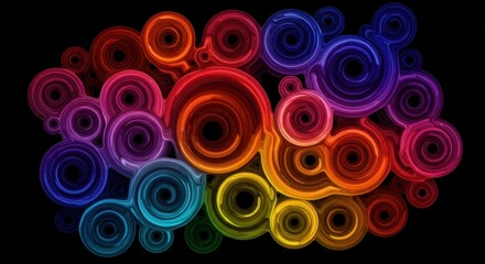 Rainbow Concentric Circles Abstract Art