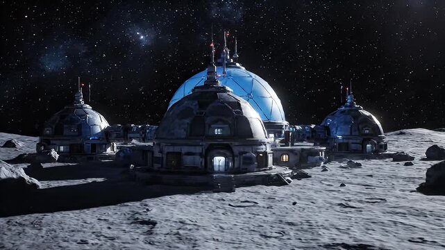 Futuristic lunar base structures - Powered by Adobe
