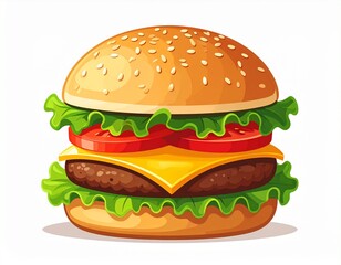 Food & Beverage Illustrations—Cheeseburger fast food flat design