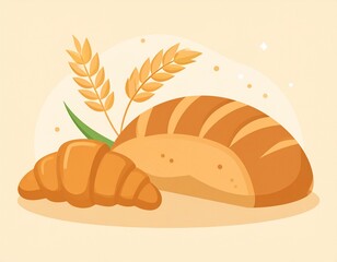 Food & Beverage Illustrations&mdash;Fresh bakery bread vector illustration
