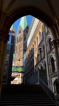 Bremen Cathedral, St. Petri Dom zu Bremen in the market square in Bremen, Germany. High quality 4k footage.