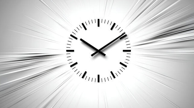 Clock Face Shows Time with Motion Blur Background