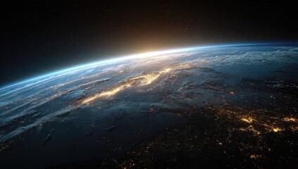 Obraz premium Earth from space, sunrise over continents
