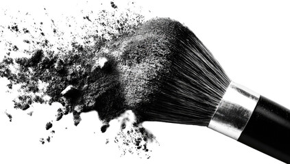 Makeup brush with loose powder explosion