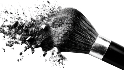 Makeup brush with loose powder explosion