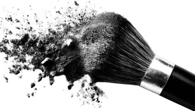 Makeup brush with loose powder explosion