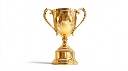 Shiny Gold Trophy Cup Award on White Background for Champion Success Concept