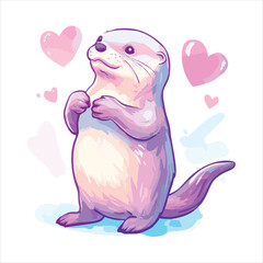Adorable otter, pastel colors,  cute cartoon