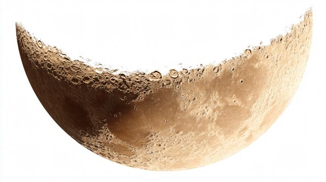 Half Moon Isolated on White Background - Lunar Night Sky Image
