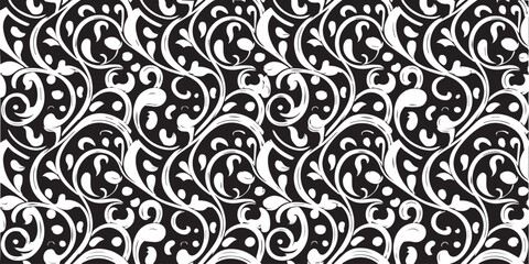 intricate filigree arabesque pattern seamless black white vector background for decor print and web designs