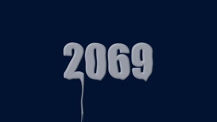 liquid text 2069 animation colorful background. glowing number text background 4k video animation. 2069 animation liquid text transparent background
