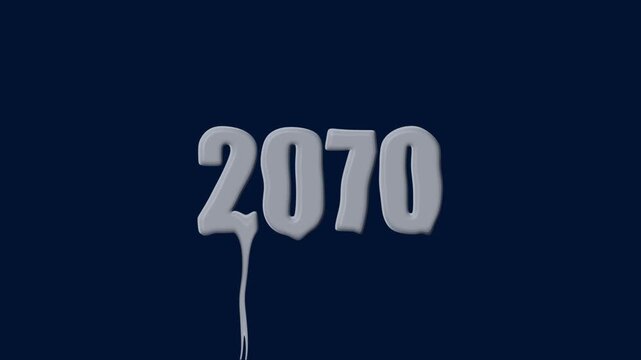liquid text 2070 animation colorful background. glowing number text background 4k video animation. 2070 animation liquid text transparent background