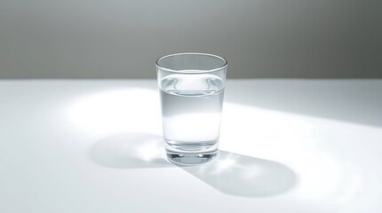Clean glass of pure water, refreshingly clear and hydrating, perfect for health, wellness, and promoting a healthy lifestyle in a minimalist aesthetic