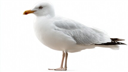 Obraz premium Elegant White Seagull Isolated on White Background