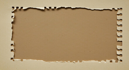 Torn Paper Frame with Textured Edge and Brown Background - Blank Copy Space for Text and Design