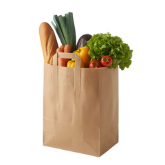 Fresh groceries in a paper bag, healthy food shopping, farm to table freshness