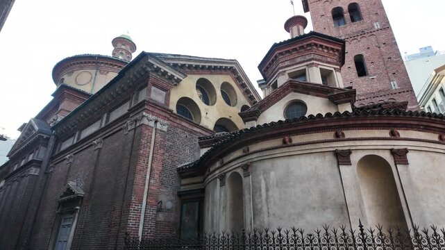 Facade ofChurch of Santa Maria presso San Satiro in Milan, Italy