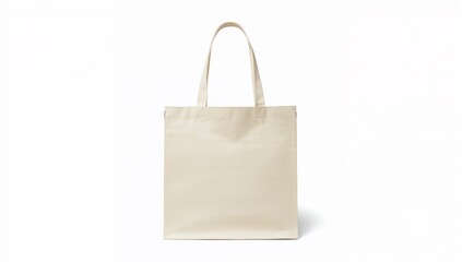 Plain cream colored canvas tote bag isolated on for shopping
