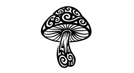 Ornamental mushroom vector illustration with intricate patterns and designs