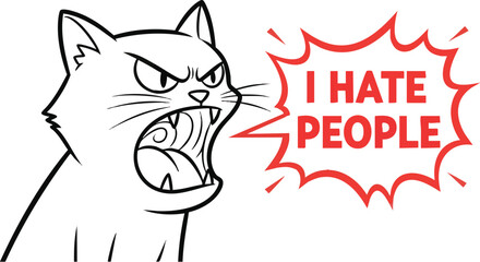 Obraz premium Angry cartoon cat shouting 