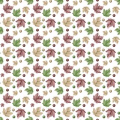 Mini Autumn Leaves Seamless Pattern – Fall Foliage Background