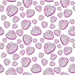 Pink Tropical Leaf Pattern – Seamless Monstera Background