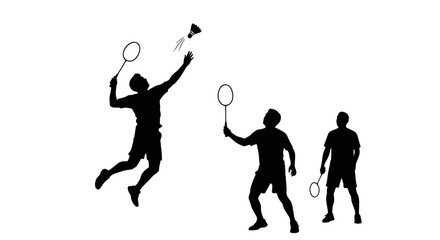 dynamic badminton silhouettes action shot of a player serving ready to smash and waiting for the serveperfect for sports websites flyers and promotional materials