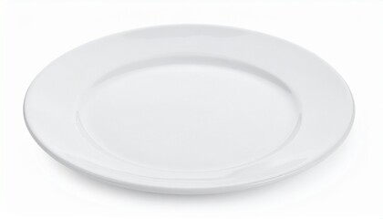 Elegant white ceramic plate presented cleanly on a bright white background for culinary presentations