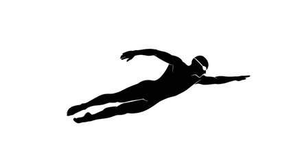 powerful silhouette of swimmer in freestyle stroke perfect for sports health and fitness websites blogs and marketing materials