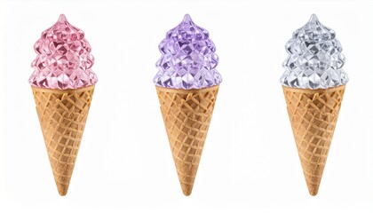 Colorful crystal ice cream cones: a refreshing dessert concept perfect for summer events