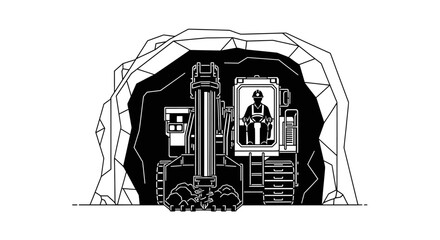 underground mining operation a miner operating heavy machinery inside a dark tunnel illustrating industrial strength and resource extraction