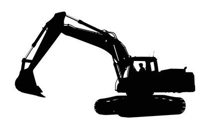 powerful excavator silhouette perfect for construction industry and heavy machinery designs illustrations or presentations