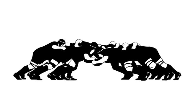 rugby scrum silhouette powerful teamwork image for sports websites blogs and marketing materials
