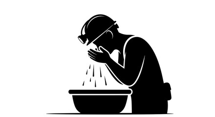 construction worker washing face safety first preventing workplace accidents and promoting hygiene in industrial settings
