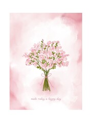 pink background with flowers and leaves
Wall art quotes 
Wall decoration 