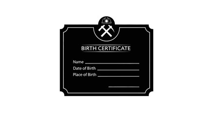 black and white miningthemed birth certificate template perfect for commemorative personalized gifts or unique keepsakes