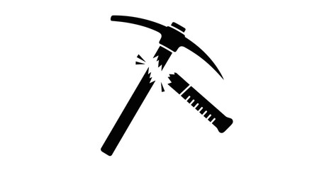broken pickaxe illustrating failure obstacle challenge repair or project breakdown ideal for construction mining or business presentations
