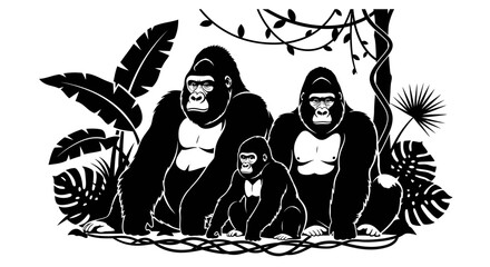 gorilla family silhouette powerful symbol of unity strength and family for conservation projects wildlife designs and childrens books